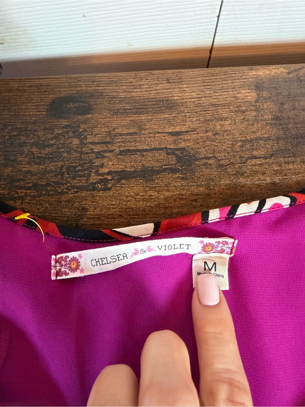 Chelsea & Violet Fuchsia Geometric Boho Fringe Tunic - Picture 8 of 9